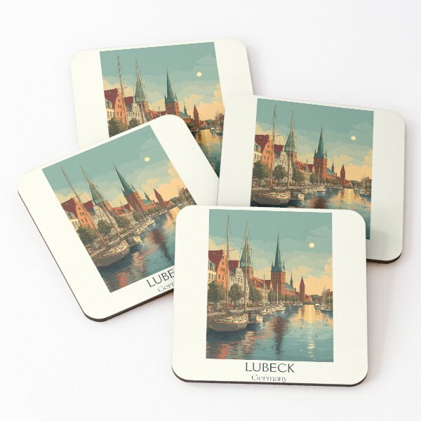 Item preview, Lübeck Germany Poster – Vintage View of a Hanseatic Port City designed and sold by TuncGK.