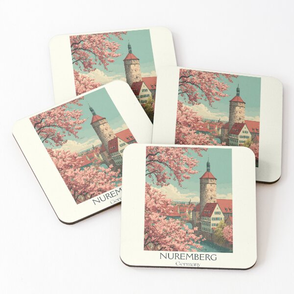 Item preview, Nuremberg Germany Poster – Cherry Blossoms and Tower View designed and sold by TuncGK.