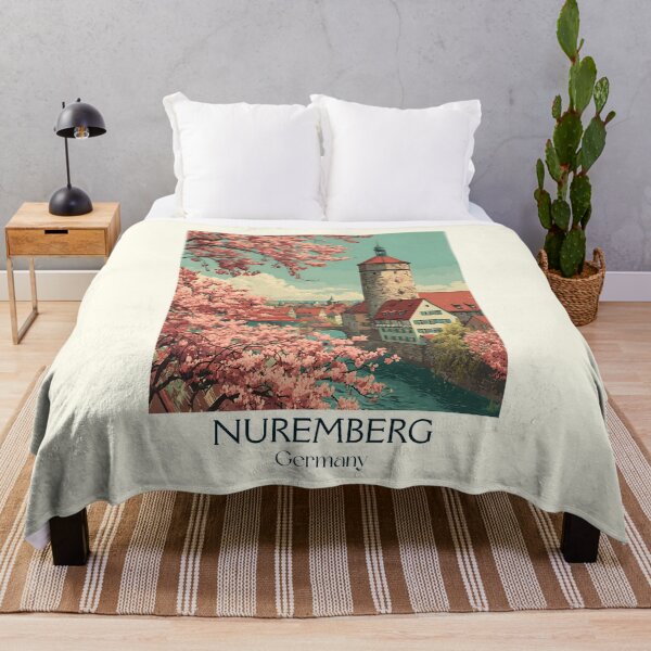Item preview, Nuremberg Germany Poster – Cherry Blossoms and Tower View designed and sold by TuncGK.