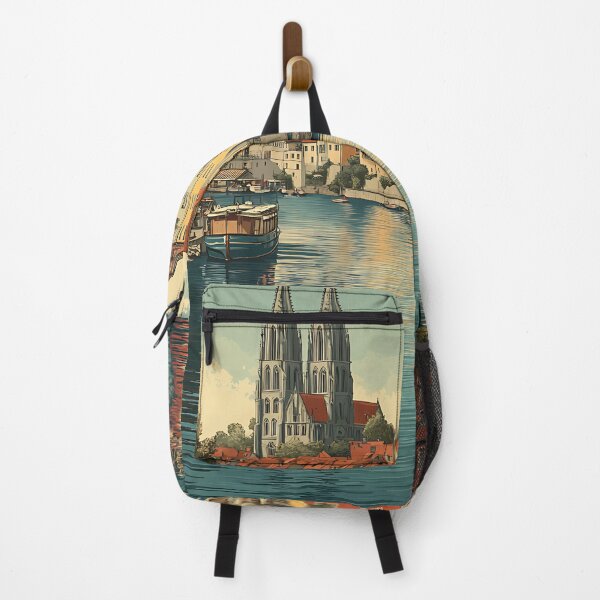 Item preview, Regensburg Germany Poster – Riverside Old Town and Twin Spires designed and sold by TuncGK.
