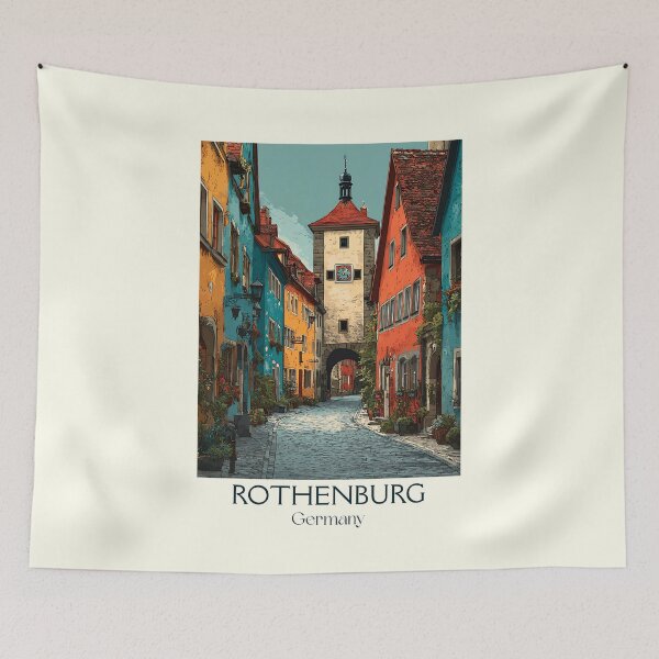 Item preview, Rothenburg Germany Poster – Vintage Street of the Romantic Road designed and sold by TuncGK.