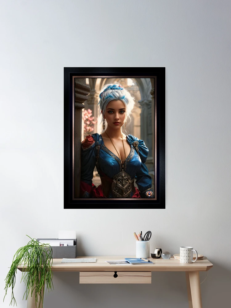 Introspective Portrait Of The Enchanting Titanya Morwen Alluring AI Concept Art by Xzendor7 Room Decor Poster Art Print