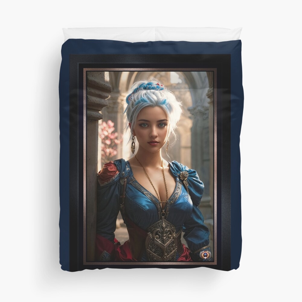 Introspective Portrait Of The Enchanting Titanya Morwen Alluring AI Concept Art by Xzendor7 Decorative Art Print Duvet Cover