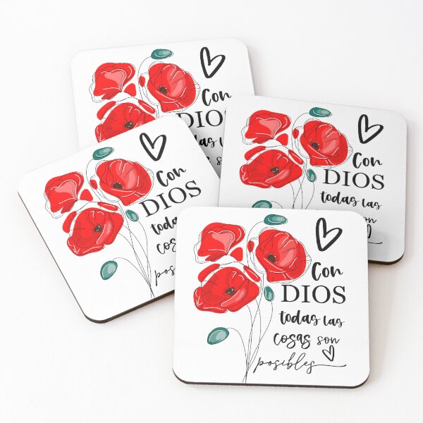 Item preview, Spanish, Religious Floral, Con dios todas las cosas son posibles, Red flowers, Floral designed and sold by Khalu.