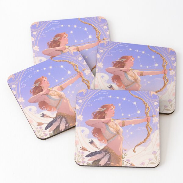 Item preview, Sagittarius Zodiac Art Nouveau | Radiant Feminine Archer with Golden Vines & Constellation designed and sold by  Ojo de Lilith.