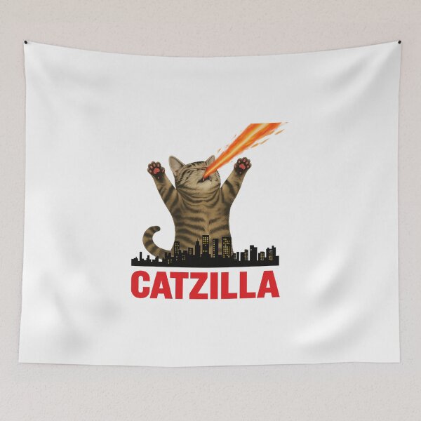 Item preview, Catzilla Giant Cat Breathing Fire Over City designed and sold by Alex Songs.