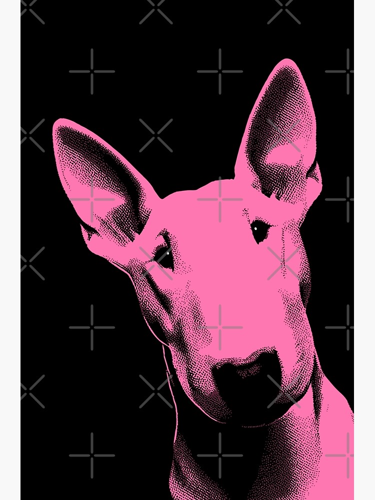 Thumbnail 3 of 3, Poster, Bull Terrier Dog 'Hey There!' Black & Pink Pop Art | Gift For Bull Terrier Lovers, Bull Terrier Moms, Bull Terrier Dads & Bull Terrier Owners designed and sold by K9ish.