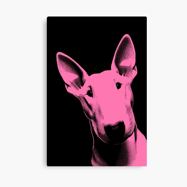Bull Terrier Dog 'Hey There!' Black & Pink Pop Art | Gift For Bull Terrier Lovers, Bull Terrier Moms, Bull Terrier Dads & Bull Terrier Owners Canvas Print