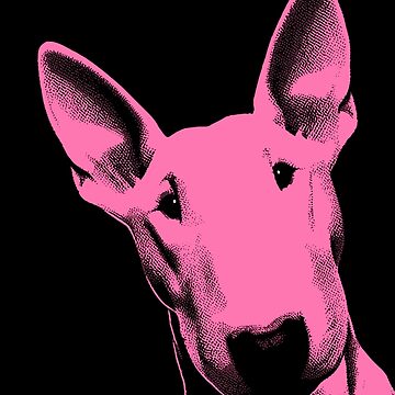 Artwork thumbnail, Bull Terrier Dog 'Hey There!' Black & Pink Pop Art | Gift For Bull Terrier Lovers, Bull Terrier Moms, Bull Terrier Dads & Bull Terrier Owners by K9ish