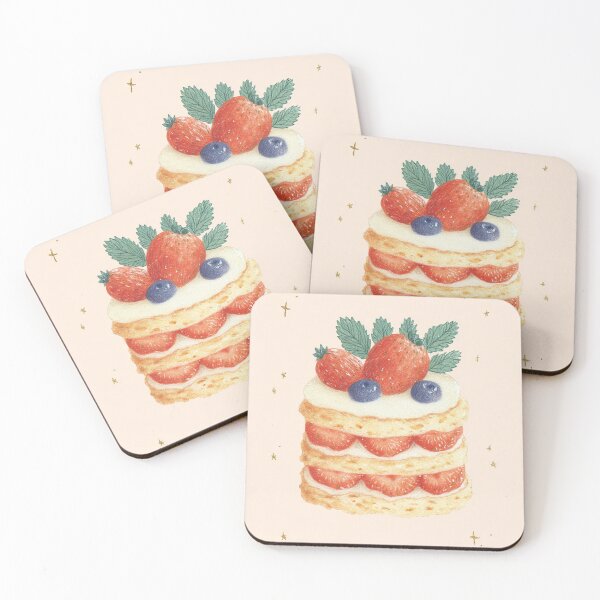 Item preview, Strawberry Cake Dessert Illustration with Berries and Stars designed and sold by trajeado14.