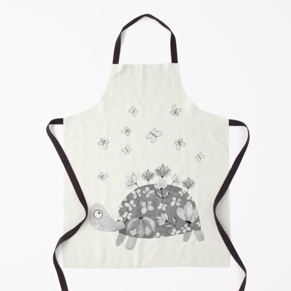 Item preview, Black and white illustration of a turtle with flowers and butterflies designed and sold by Origillus.