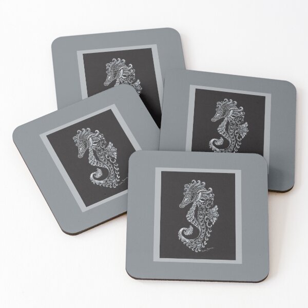 Item preview, A Seahorse with Style - white gel pen designed and sold by Annie Mason Art.