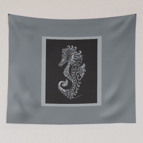 Item preview, A Seahorse with Style - white gel pen designed and sold by Annie Mason Art.