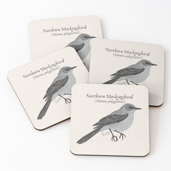 Item preview, Texas Native Bird- Northern Mockingbird (Mimus polyglottos) Vintage Nature Art designed and sold by Marguerite Artistry.