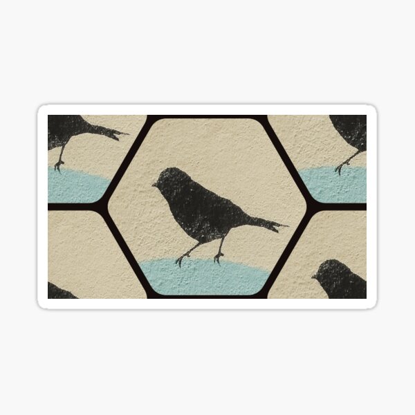 Item preview, Black Birds on Blue Perch with Concrete Texture Beige Background designed and sold by angelandlilydesigns.