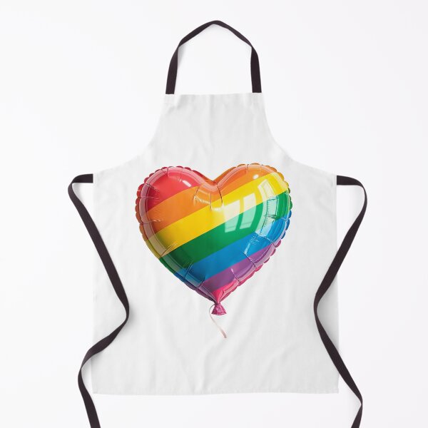 Item preview, a heart-shaped balloon with rainbow colors representing LGBTQ+ pride and love, rendered in a shiny, glossy style on white background- generated by ai designed and sold by elkuni.