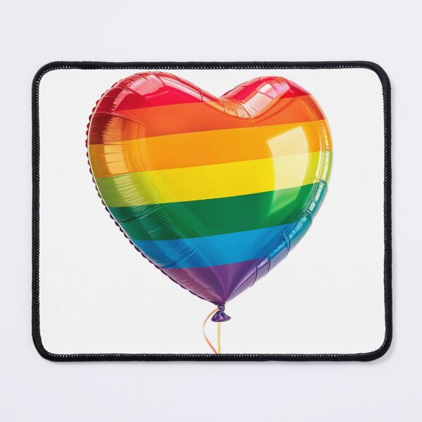 Item preview, A heart-shaped balloon with rainbow colors representing LGBTQ+ pride and love, rendered in a shiny, glossy style on white background- generated by ai designed and sold by elkuni.