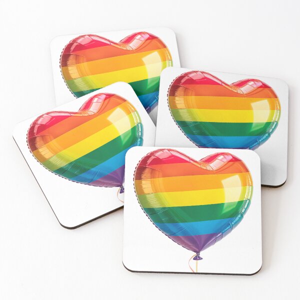 Item preview, A heart-shaped balloon with rainbow colors representing LGBTQ+ pride and love, rendered in a shiny, glossy style on white background- generated by ai designed and sold by elkuni.