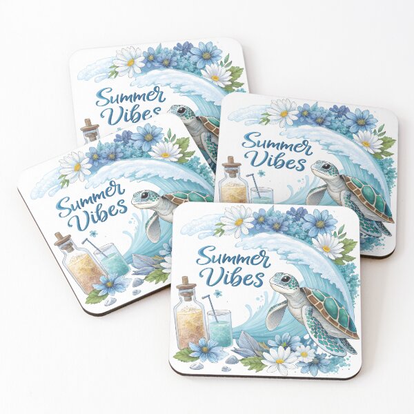 Item preview, summer vibes watercolor blue floral wave designed and sold by GogoGrove.