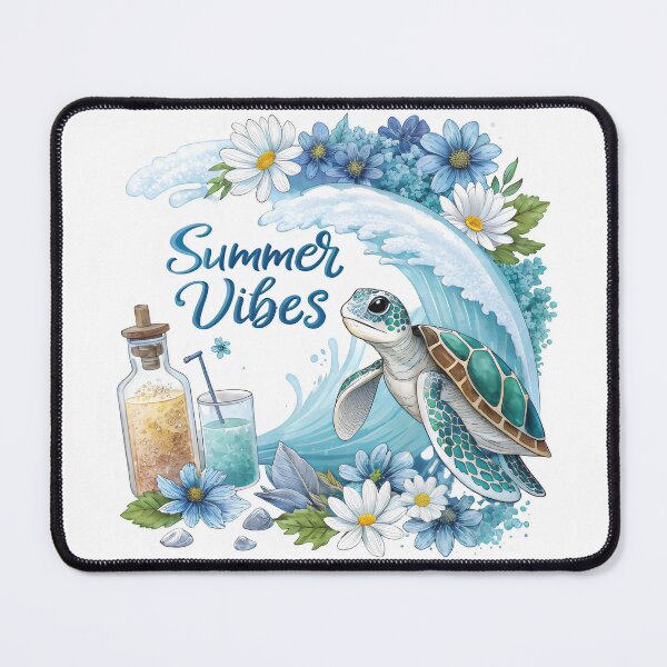 Item preview, summer vibes watercolor blue floral wave designed and sold by GogoGrove.