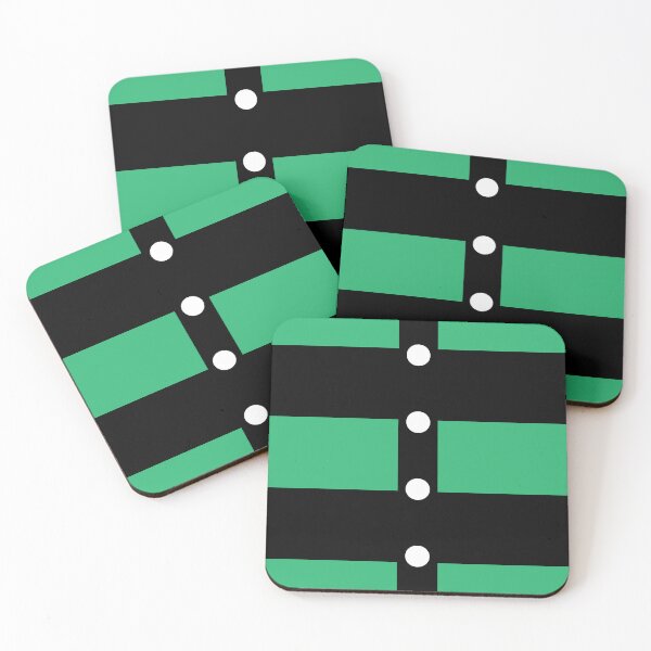 Item preview, Green and black wide striped y2k button pattern designed and sold by fluffyfamcraft.