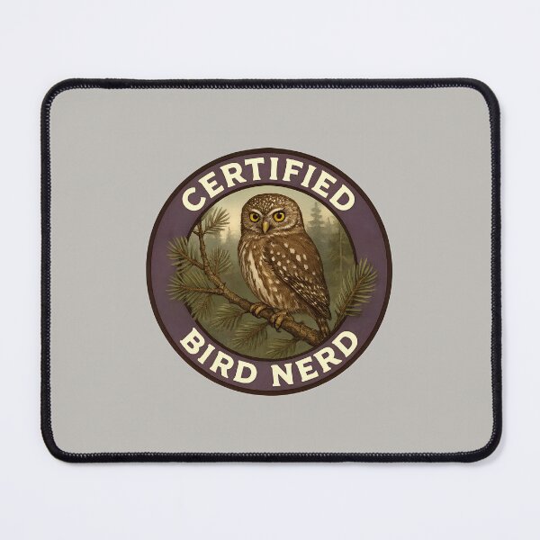 Item preview, Certified Bird Nerd – Northern Pygmy Owl Vintage Badge designed and sold by Brainy Bird's Place.