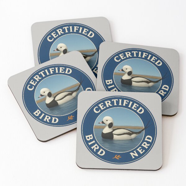 Item preview, Certified Bird Nerd – Long-tailed Duck Vintage Badge designed and sold by Brainy Bird's Place.
