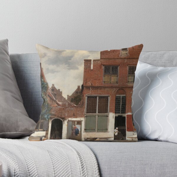 The Little Street - Johannes Vermeer Throw Pillow