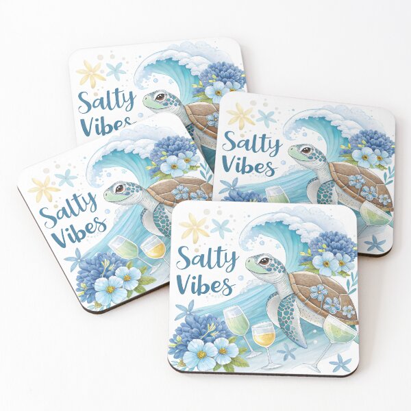 Item preview, salty vibes watercolor blue turtle  designed and sold by GogoGrove.
