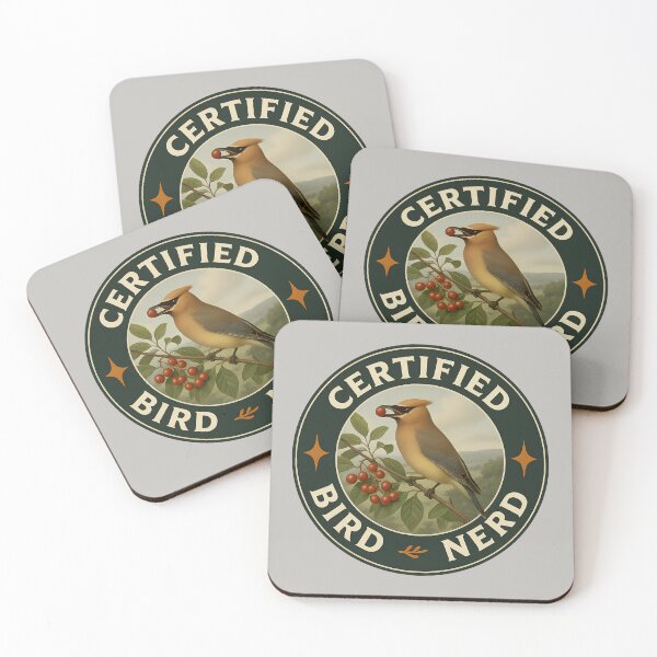 Item preview, Certified Bird Nerd – Cedar Waxwing Badge designed and sold by Brainy Bird's Place.
