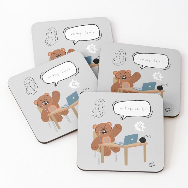 Item preview, Mono Bear Message – Working… Barely. (gray, burnout sarcasm) designed and sold by mintmono-studio.