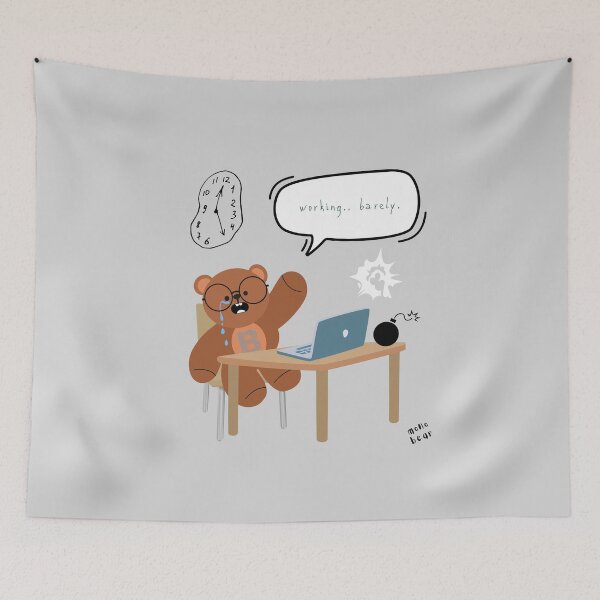 Item preview, Mono Bear Message – Working… Barely. (gray, burnout sarcasm) designed and sold by mintmono-studio.