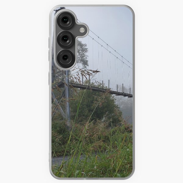 Item preview, Foggy Suspension Bridge – Misty Morning Nature Photography designed and sold by TudgiaStudios.