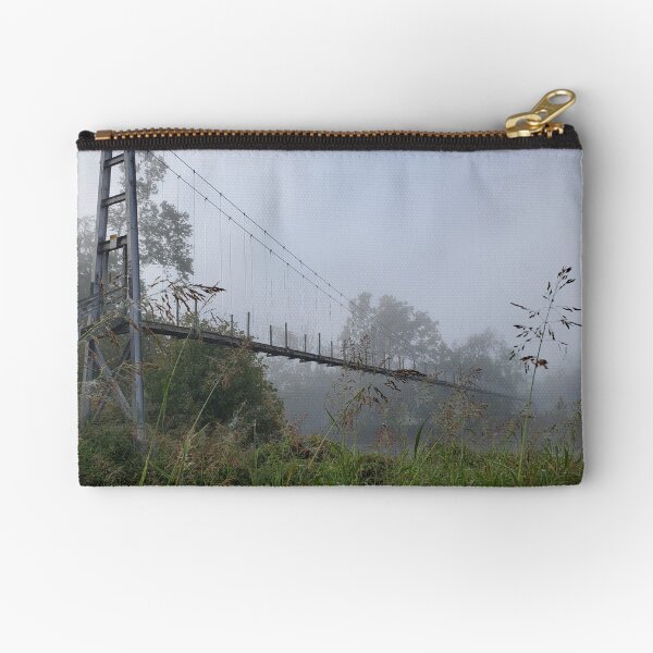 Item preview, Foggy Suspension Bridge – Misty Morning Nature Photography designed and sold by TudgiaStudios.
