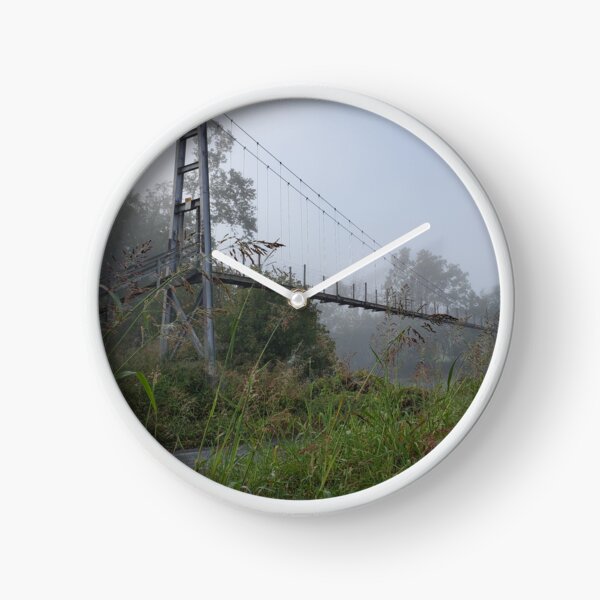 Item preview, Foggy Suspension Bridge – Misty Morning Nature Photography designed and sold by TudgiaStudios.