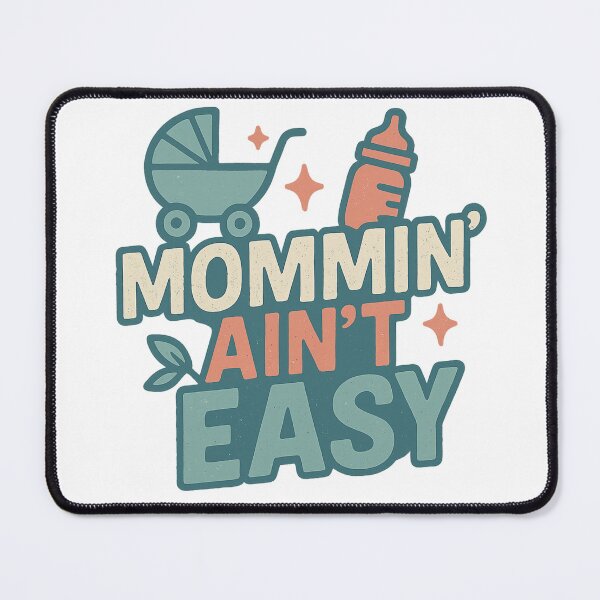 Artikelvorschau, Mommin' Ain't Easy Retro Pastell Kinderwagen Grafik | Lustige Mutterschaft entworfen und verkauft von Merchbes.