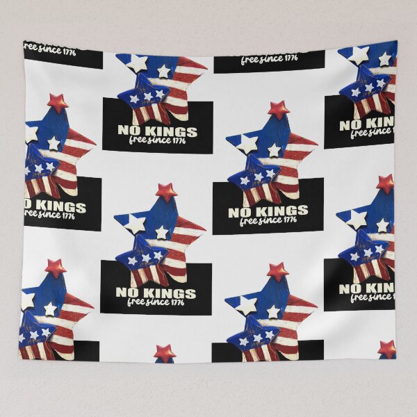 Item preview, No Kings Red White And Blue Stars Democracy Saying designed and sold by art64.