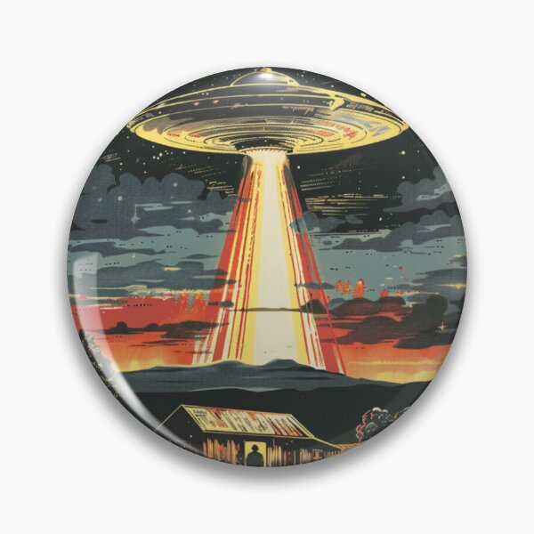 Item preview, UFO Abduction Scene – Retro Sci-Fi Night Encounter designed and sold by Intrepid Media.