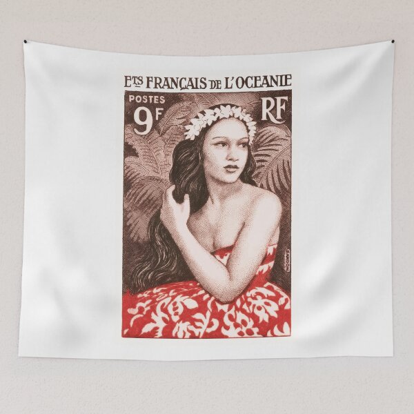Item preview, 1955 French Polynesia Girl of Bora Bora Postage Stamp designed and sold by retrographics.