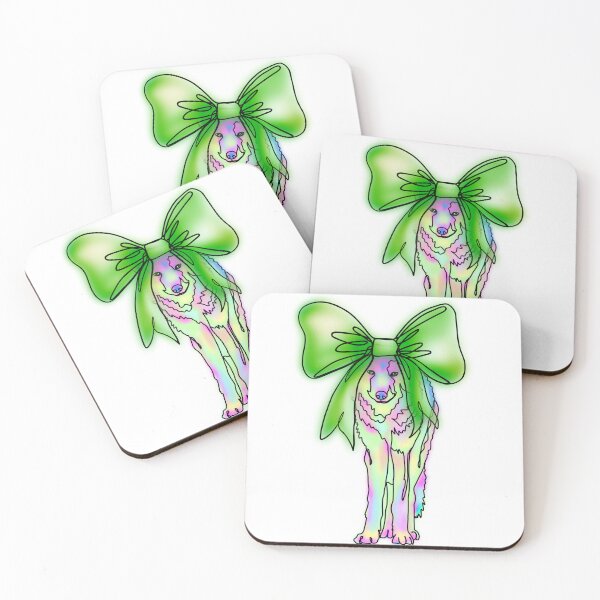 Item preview, Pastel Rainbow Wolf with Giant green Bow – animalzinhats designed and sold by Ashley’sAnimalz.