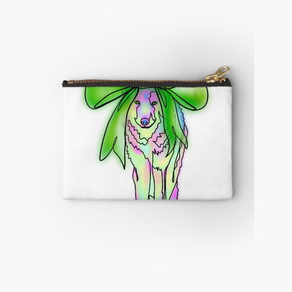 Item preview, Pastel Rainbow Wolf with Giant green Bow – animalzinhats designed and sold by Ashley’sAnimalz.