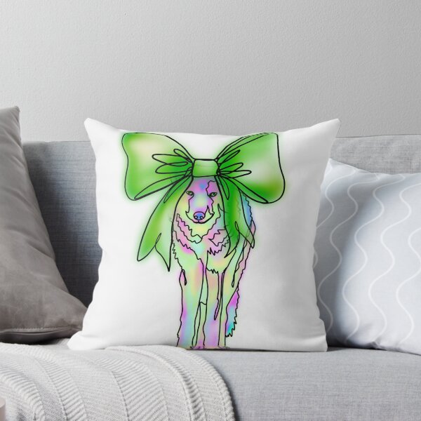 Item preview, Pastel Rainbow Wolf with Giant green Bow – animalzinhats designed and sold by Ashley’sAnimalz.