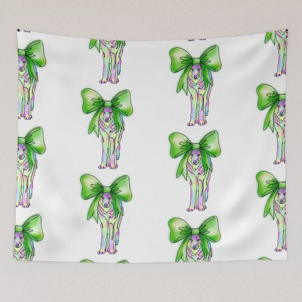Item preview, Pastel Rainbow Wolf with Giant green Bow – animalzinhats designed and sold by Ashley’sAnimalz.