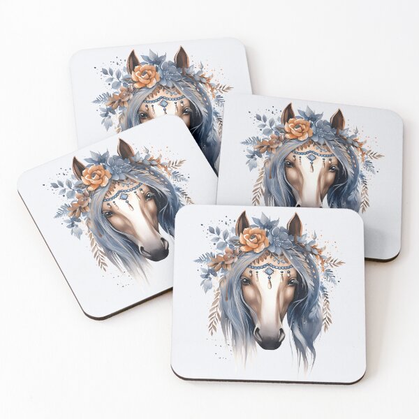 Item preview, Boho Tribal Horse with Flowers and Feathers designed and sold by Parkerzz.
