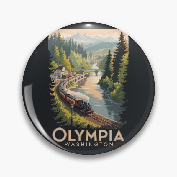 Item preview, Olympia Washington Illustration Travel Art Vintage designed and sold by KrisSidDesigns.