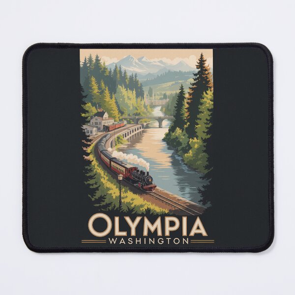 Item preview, Olympia Washington Illustration Travel Art Vintage designed and sold by KrisSidDesigns.
