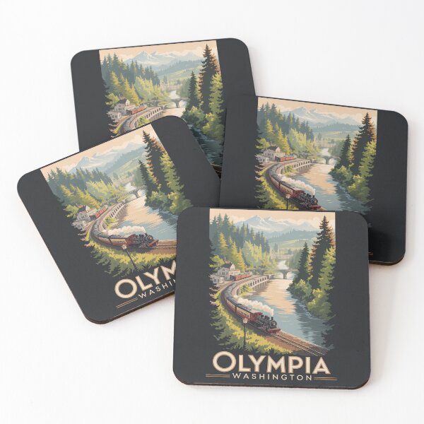 Item preview, Olympia Washington Illustration Travel Art Vintage designed and sold by KrisSidDesigns.