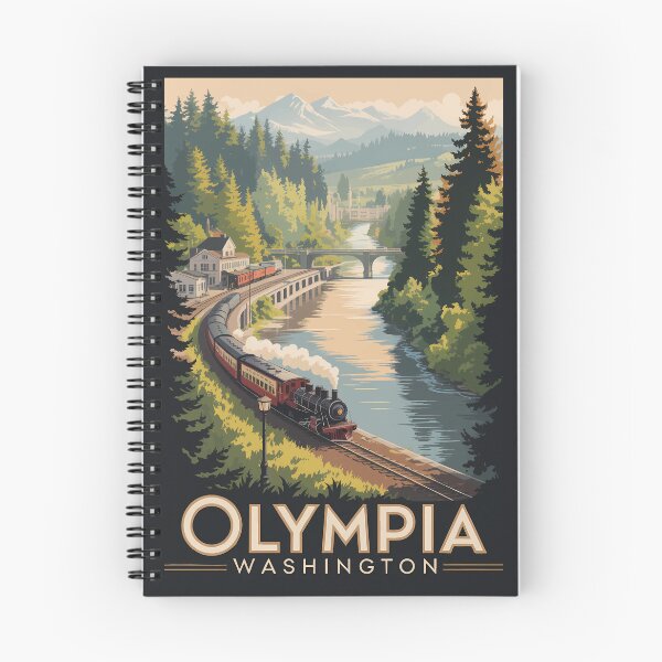 Artikelvorschau, Olympia Washington Illustration Reisekunst Vintage entworfen und verkauft von KrisSidDesigns.