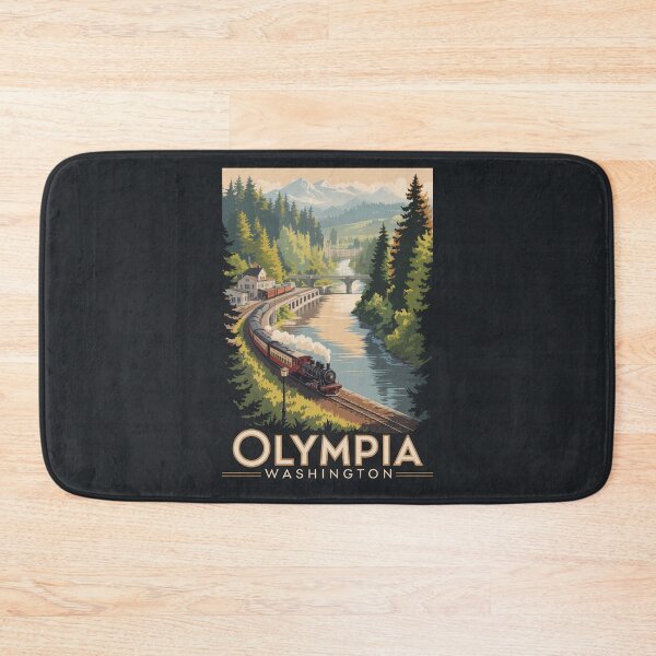 Item preview, Olympia Washington Illustration Travel Art Vintage designed and sold by KrisSidDesigns.
