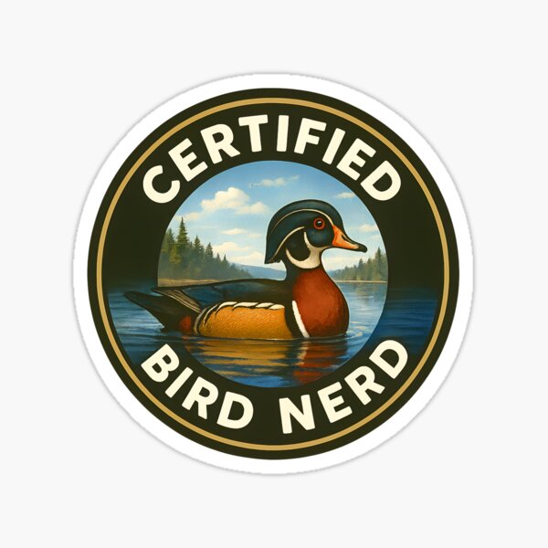 Item preview, Certified Bird Nerd – Wood Duck Vintage Badge designed and sold by Brainy Bird's Place.